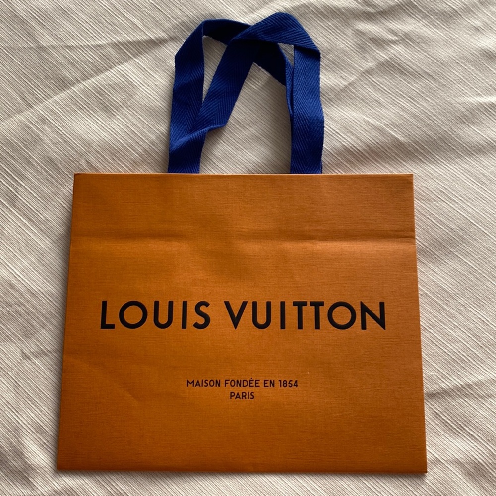 Louis Vuitton Orange and Blue Shopping Bag with Chic Design